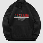 Men's "OSAKLAND" letter print quarter-zip stand collar sweatshirt