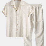 Animal Texture Terry Cuban Shirt & Straight Leg Linen Pants