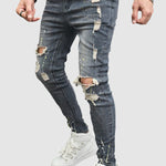 Men's Slim Fit Distressed Distressed Zip Access Jeans