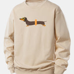 Dachshund With Swimming Ring Print Relax Fit Sweatshirt