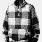 Quarter Zip Plaid Teddy Sweatshirt