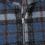 Men's vintage Polar Fleece plaid stand collar zipper sweatshirt jacket