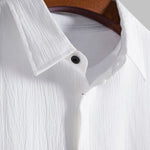 Men's Cotton Linen Lapel Short Sleeve Shirt