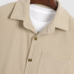 Men's Retro Corduroy Casual Short Sleeve Shirt Shorts Set