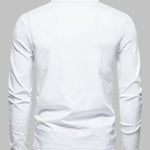 Men's Retro Solid Color V-Neck Lapel POLO Long Sleeve T-Shirt