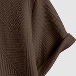 Geometric jacquard round neck short sleeved T-shirt-COFFEE