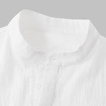 Men's Cotton Linen Textured Half Placket Short Sleeve Shirt