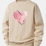 Doodle Heart Print Relax Fit Sweatshirt