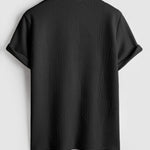 Geometric jacquard round neck T-shirt + shorts 2-piece set