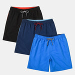 3 Pieces Contrast Waistband Swim Shorts