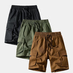3 Pieces Solid Drawstring Cargo Shorts