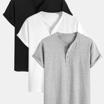 3 Pieces Cotton Henley T-Shirts