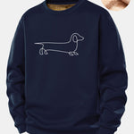 Line Dachshund Print Teddy Fleece Lined Sweatshirt