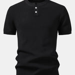 Waffle Textured Knitted Henley Shirt