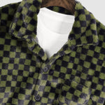 Men's Faux Rabbit Fur Plaid Button Lapel Casual Jacket