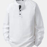 Long Sleeve Arc Hem Waffle Henley Shirt