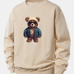 Bear In Leather Jacket Print Relax Fit Sweatshirt