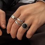 Simple fashion punk ring 4Pcs/set