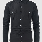 Men's Cargo Pocket Lapel Casual Loose Long Sleeve Shirt
