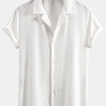 Muscle Fit Diamond Texture Cuban Shirt & Straight Leg Linen Pants