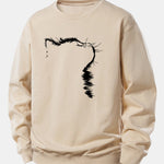 Outline Cat Print Relax Fit Sweatshirt