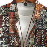 Ethnic Geometry Print Button Up Shirt
