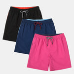 3 Pieces Contrast Waistband Swim Shorts
