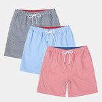 3 Pieces Vertical Striped Drawstring Swim Shorts
