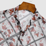 Men's  Sexy Sheer Plaid Colorful Print Long Sleeve Shirt