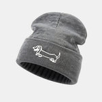 Cute Dachshund Dog Embroidered Knitted Hat