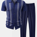 Geometric Knit Shirt & Slim Fit Tapered Trousers