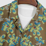 Men's Corduroy Print Floral Button Long Sleeve Shirt