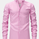 Long Sleeve Stripe Button Up Shirt & Elastic Waist Straight Leg Trousers
