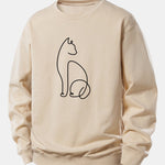 Cat Line Print Relax Fit Sweatshirt