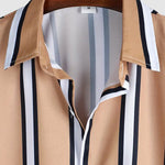 Men's Striped Print Button Casual Short Sleeve Shirt