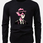 Pink Panther Gentleman Print Cotton Arc Hem T-Shirt