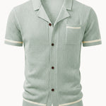 Contrast Trim Open Knit Shirt