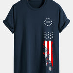 Regular Fit 1776 American Flag Print Cotton T-Shirt