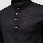 Men's Solid Color Cotton Linen Stand Collar Shirt