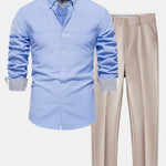 Long Sleeve Button Up Oxford Shirt & Slim Fit Tapered Trousers