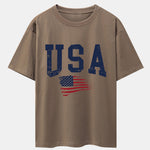 USA Flag Print Drop Shoulder Oversize T-Shirt
