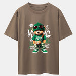 Graffiti Bear Print Drop Shoulder Oversize T-Shirt