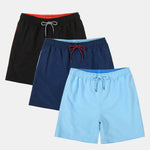 3 Pieces Contrast Waistband Swim Shorts
