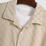 Men's textured plaid Terry fabric casual long-sleeved shirt