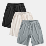 3 Pieces Drawstring Knitted Waffle Shorts