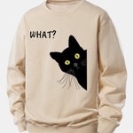 What Black Cat Print Relax Fit Sweatshirt