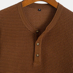 Waffle Textured Ribbed Hem Henley Shirt