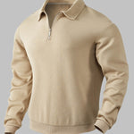 Men's Vintage Jacquard Half Zip Lapel Long Sleeve Sweatshirt