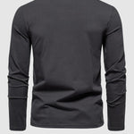 Men's Solid Color Henley V-Neck Long Sleeve Casual T-Shirt
