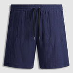 Men's pleated textured solid color short sleeve set